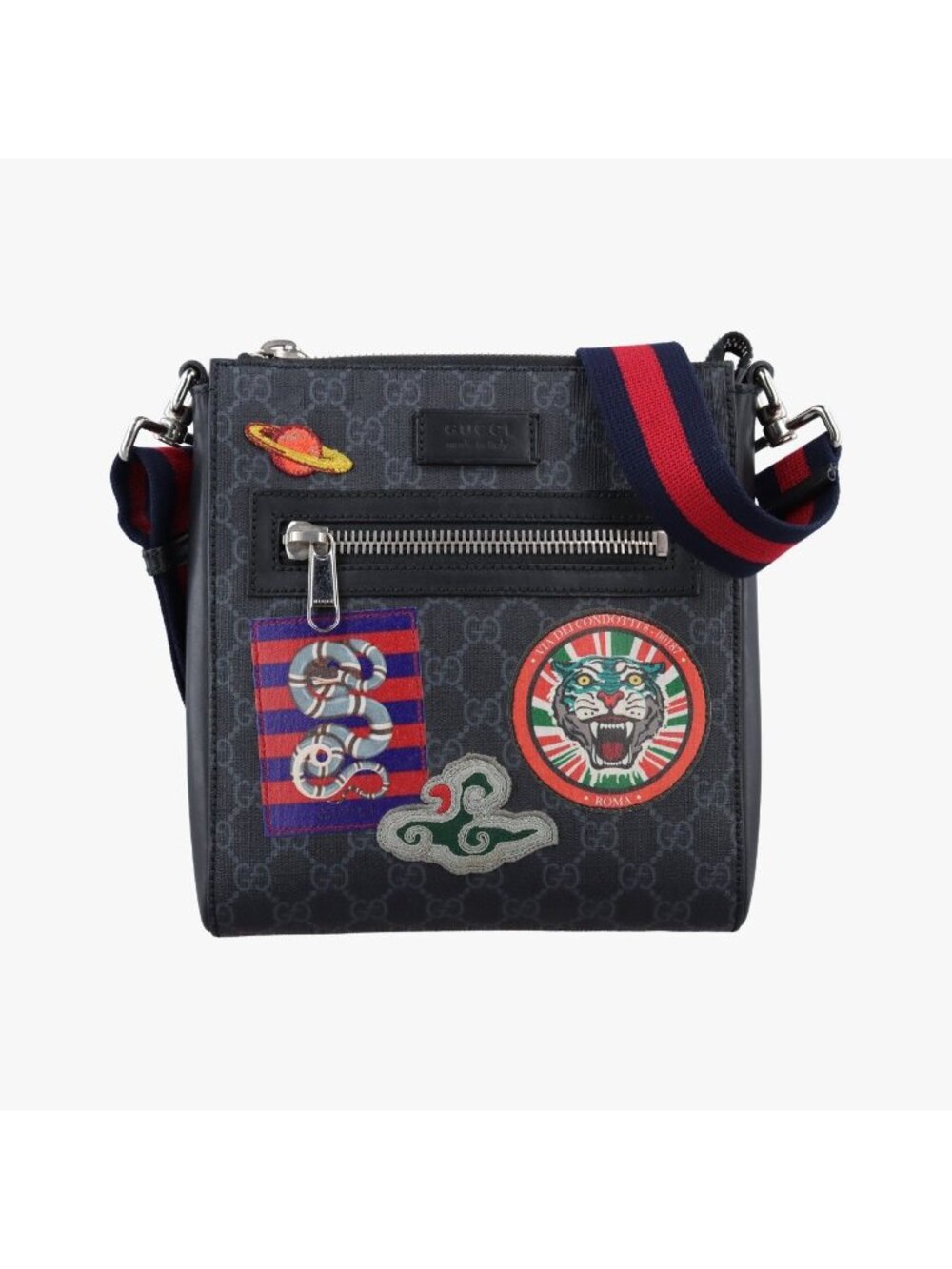 Gucci GG Supreme Courier Messenger Black Multicolor Leather